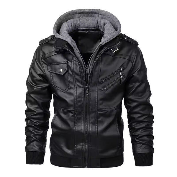 KB New Men's Leather Jackets Autumn Casual Motorcycle PU Jacket Biker